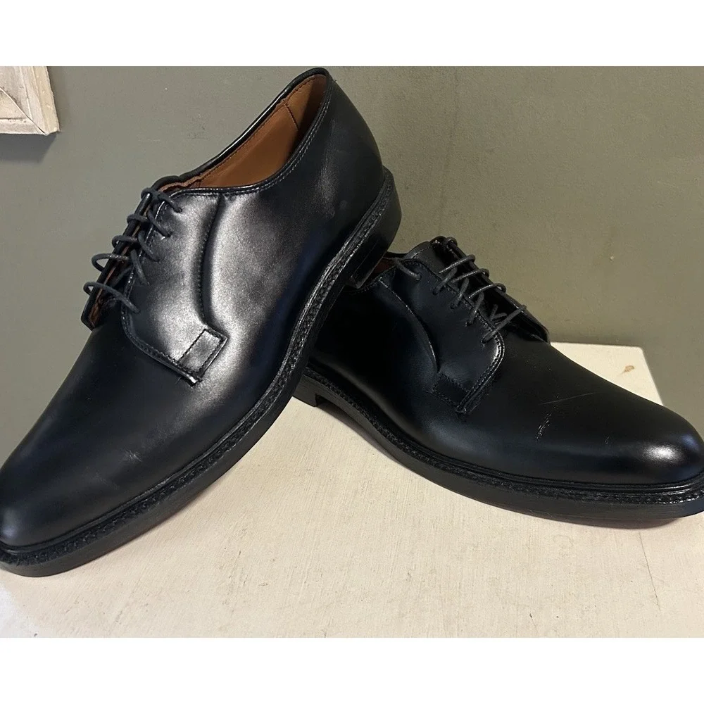 Allen Edmonds Leeds Black Plain Toe Derby Dress Shoes Mens Sz 11D Formal Luxury